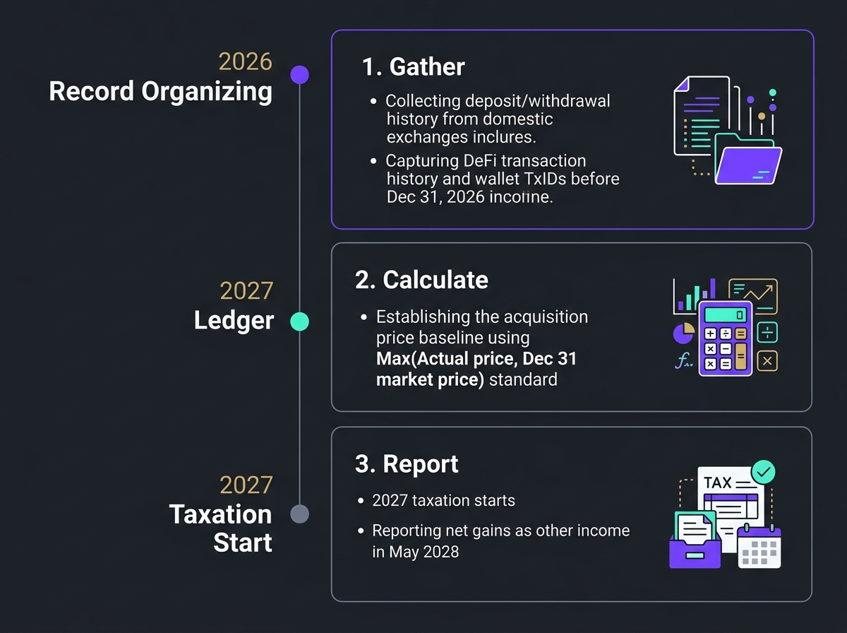 2026년 기록 정리에서 2027년 과세 예정 거래까지의 거시적 흐름 인포그래픽